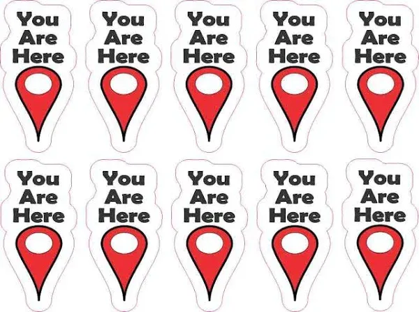 1in x 2in You Are Here Pointer Stickers Car Truck Vehicle Bumper Decal