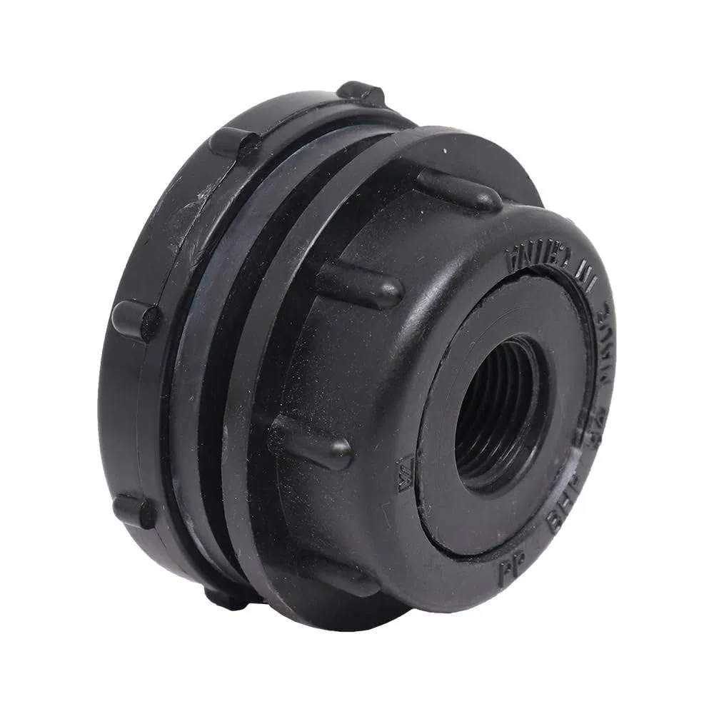 Valley Industries BHF12-BC Bulkhead Fitting, 1/2" FNPT, Black