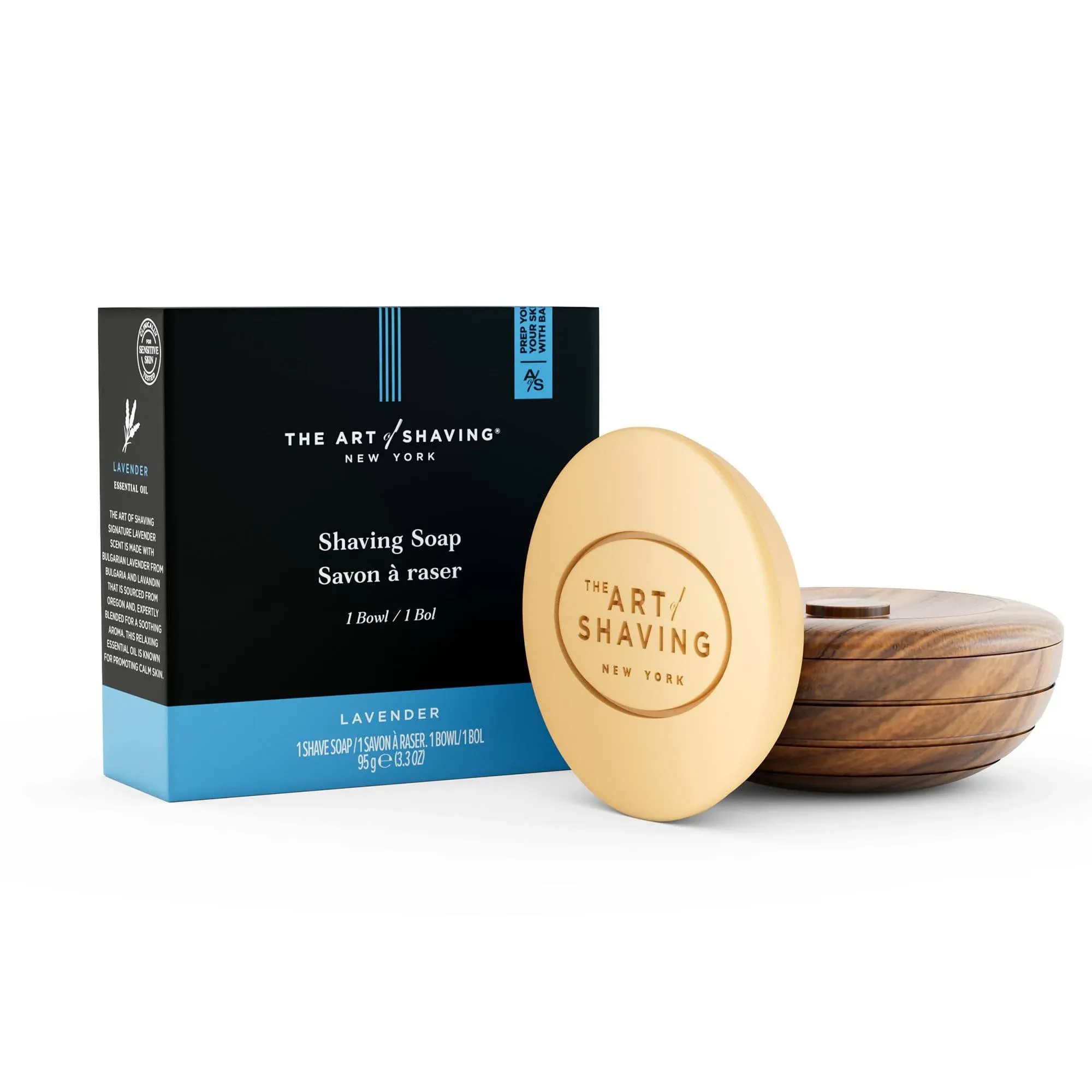 The Art of Shaving Shaving Soap Set - Shave Soap Refill with Wood Shaving Bowl, Protects Against Irritation, Lavender, 3.3 Ounce