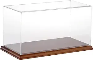 Plymor Brand Clear Acrylic Display Case with Hardwood Base, 12" W x 6" D x 6" H