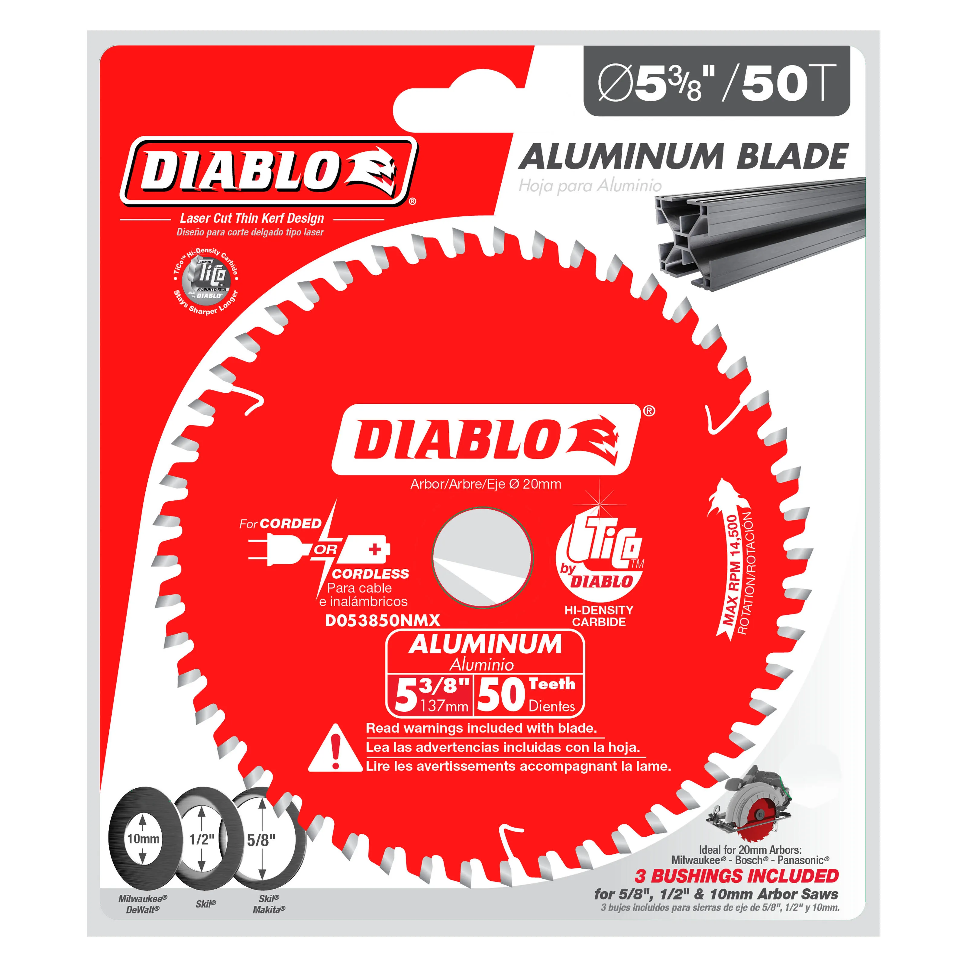 Diablo 5-3/8 in. x 50 Tooth Aluminum Cutting Saw Blade D053850NMX