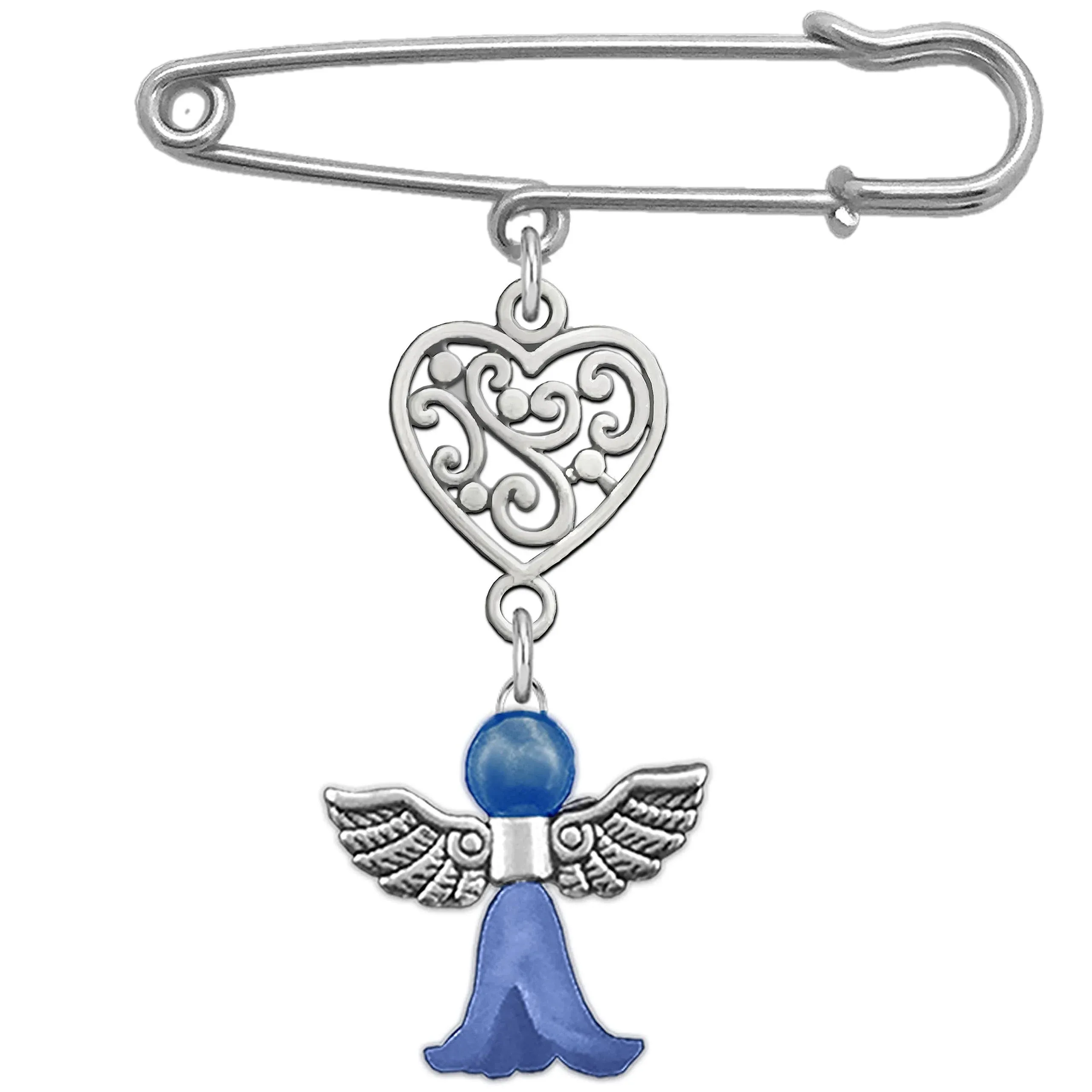 Something Blue Angel Charm for Bride on Wedding Day Blue Guardian Angel Pin