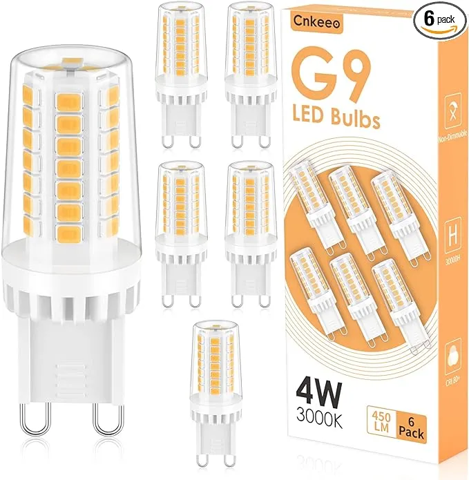 Cnkeeo G9 LED Bulb Warm White 3000K, 4W G9 LED Light Bulbs 40W Halogen Equivalent ...