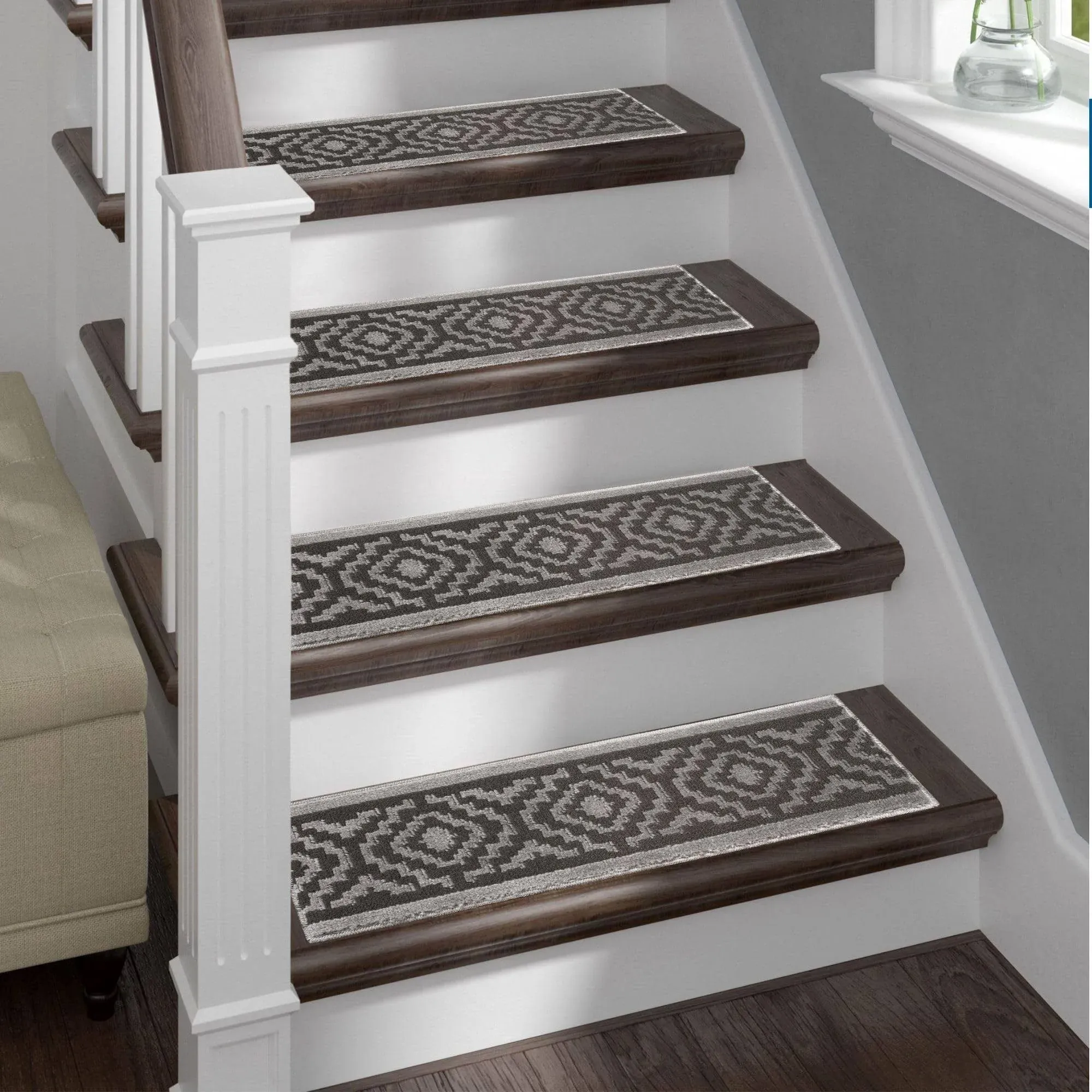 The Sofia Rugs Stair Treads Non Slip Stair Runner - 28inX9in Premium Carpet Stair ...