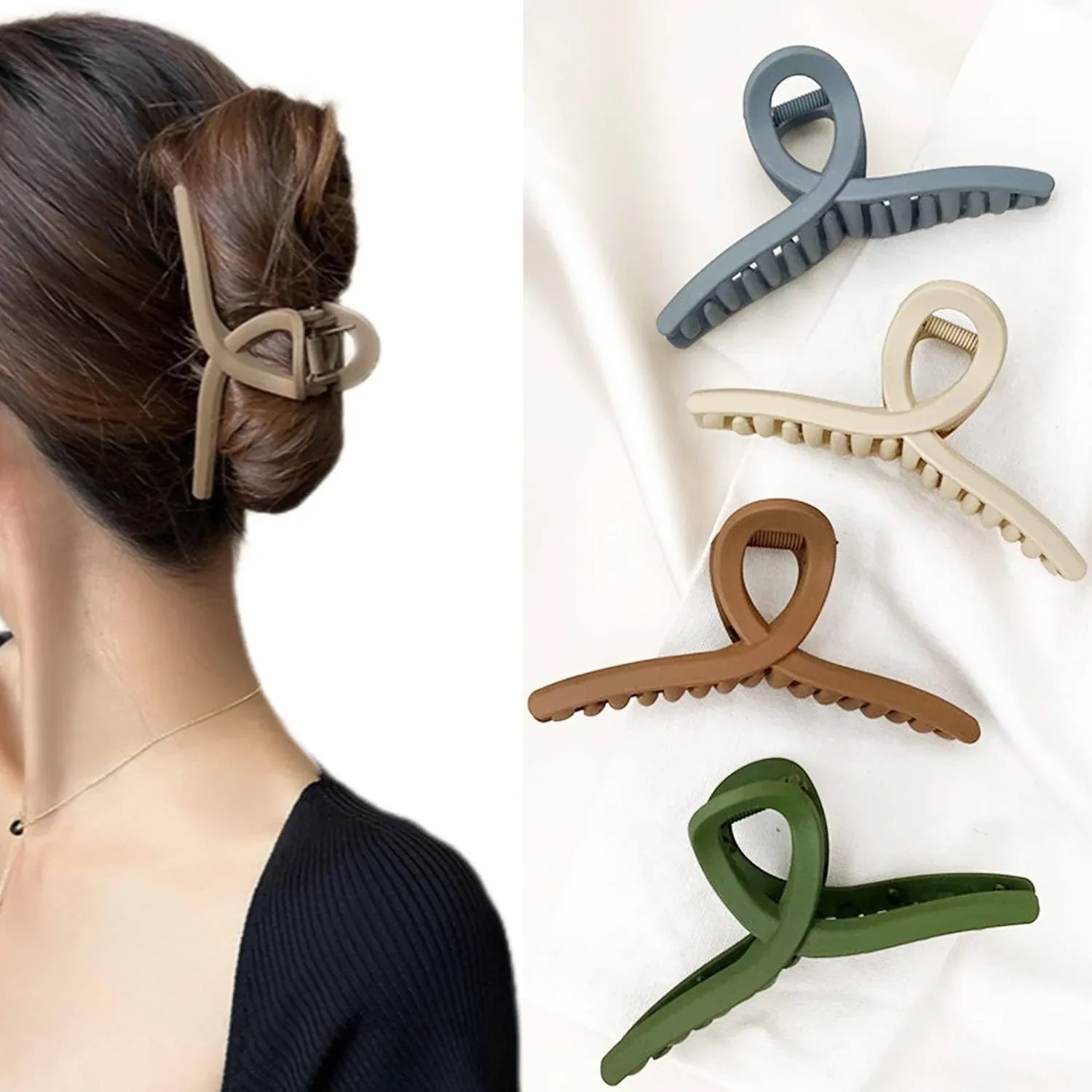 Hair Claw Clips Large No Slip Big Matte 4.3 Inch Jaw Butterfly Clip for Thin Fine Thick Hair Women and Girls 4 Packs