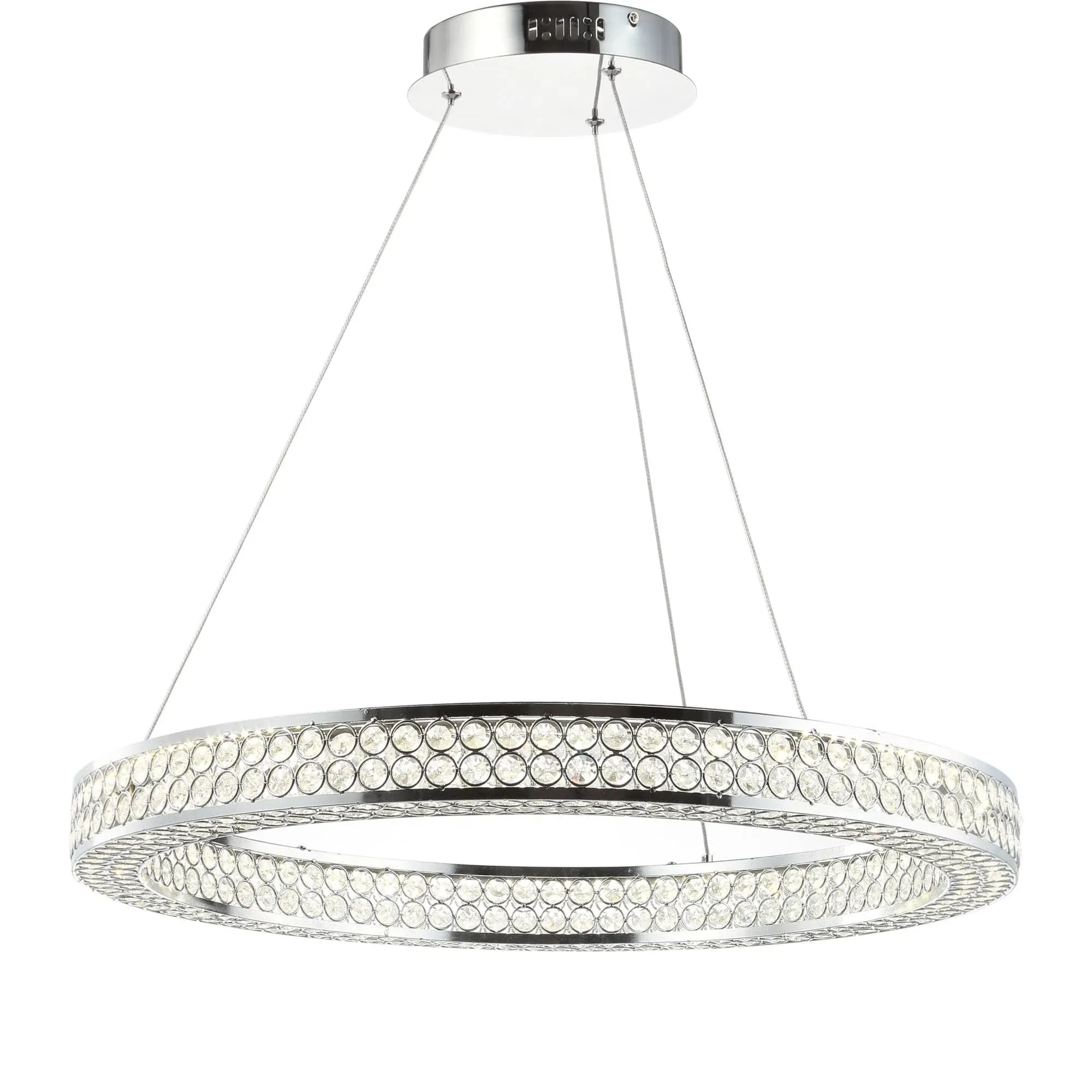 24.7" Benton Round Integrated LED Crystal/Metal Chandelier Clear - Jonathan Y