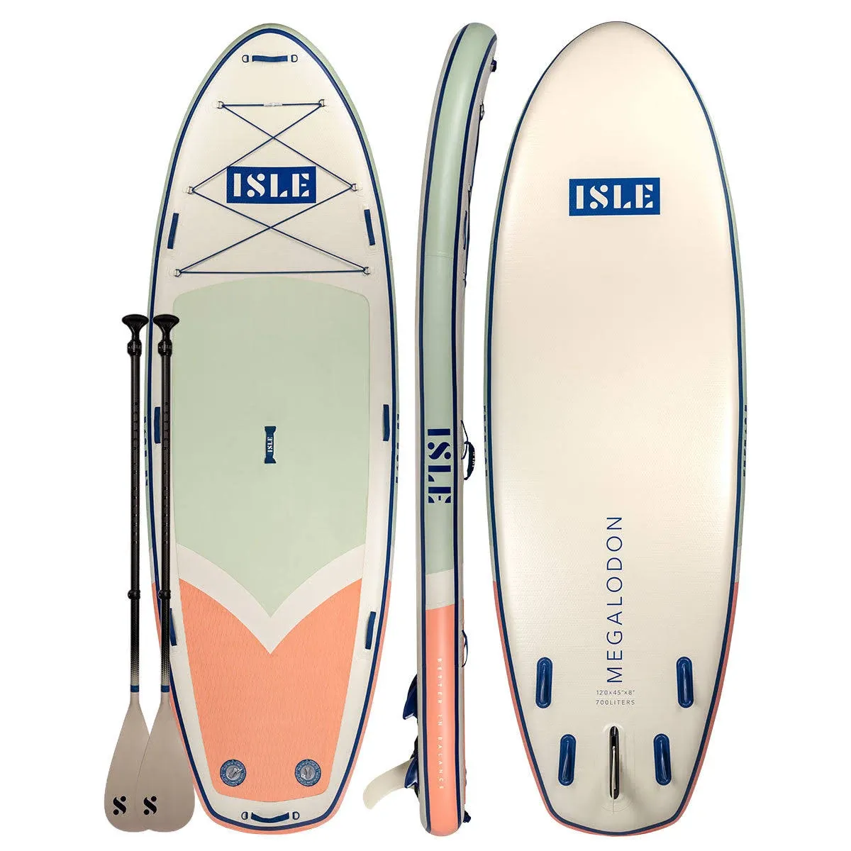 Isle Megalodon 12' Inflatable Sup Board Seafoam Peach