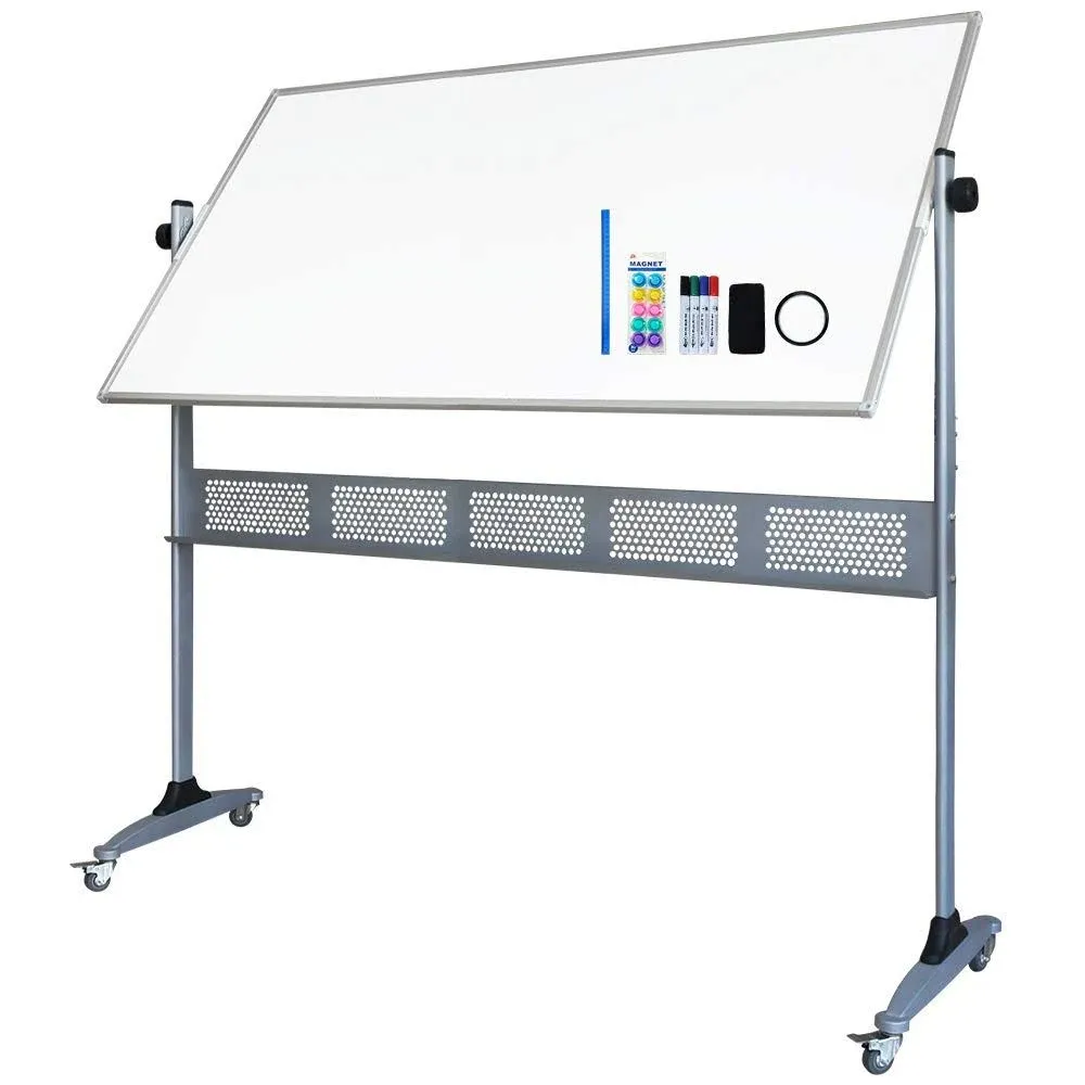 XIWODE Large Double-Sided Magnetic Mobile Whiteboard, 60×36 WK-GRAY, Silver 