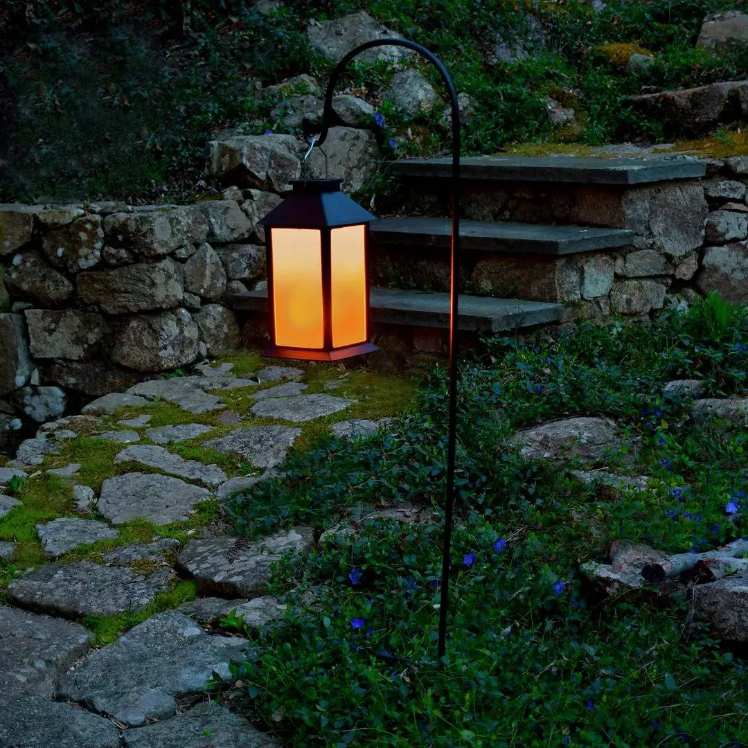 Lumabase Solar Powered Flame Effect Black LED Lantern