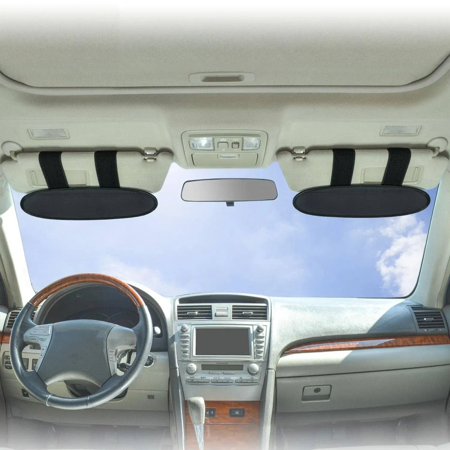 Anti-Glare Anti-Dazzle Vehicle Visor Sunshade Extender Sun Blocker for Cars, Vans and Trucks (Silver) - 2 Pieces