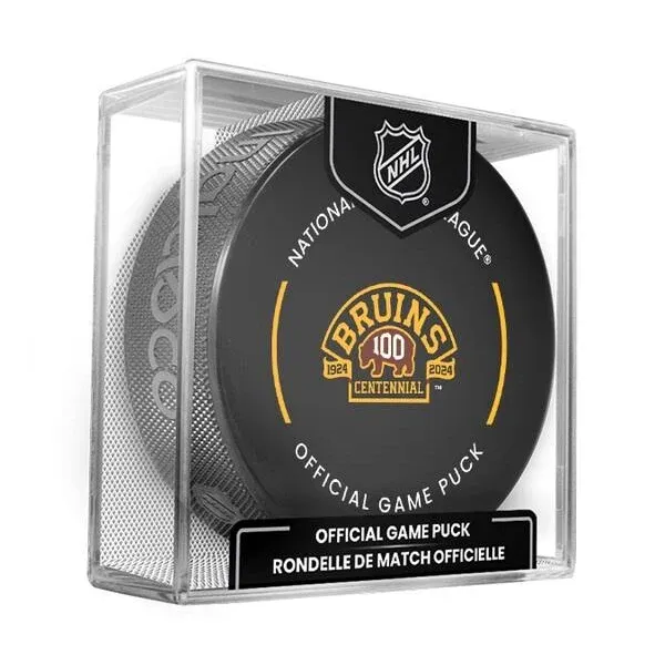 2023-24 NHL GAME PUCK BOSTON BRUINS 100th ANNIVERSARY OFFICIAL - #LRm_#A4L_#8L