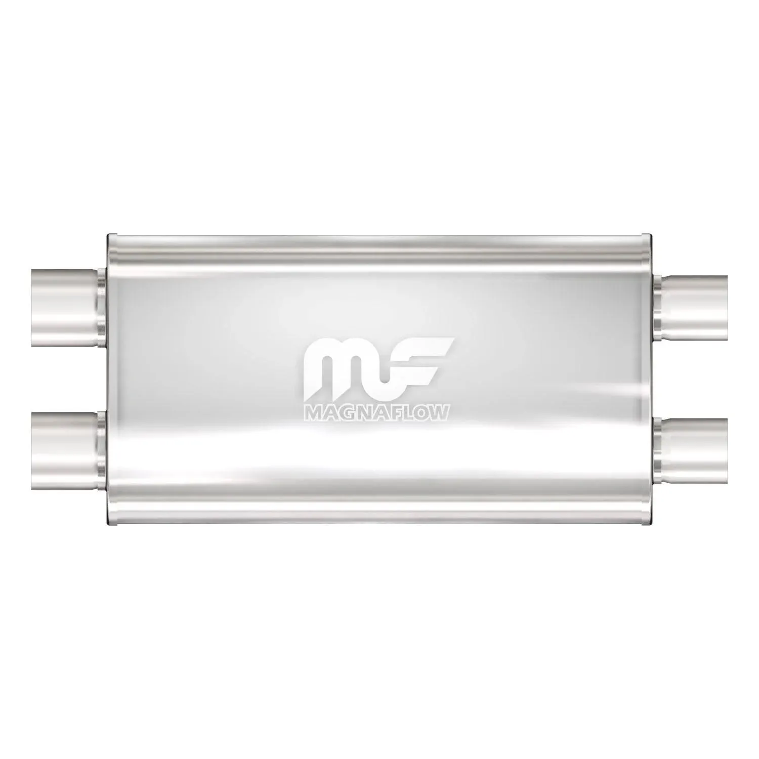 MagnaFlow® 12568 - Stainless Steel Oval Bi-Direction Satin Gray Exhaust Muffler (2.5&quot; Dual ID, 2.5&quot; Dual OD, 22&quot; Length)