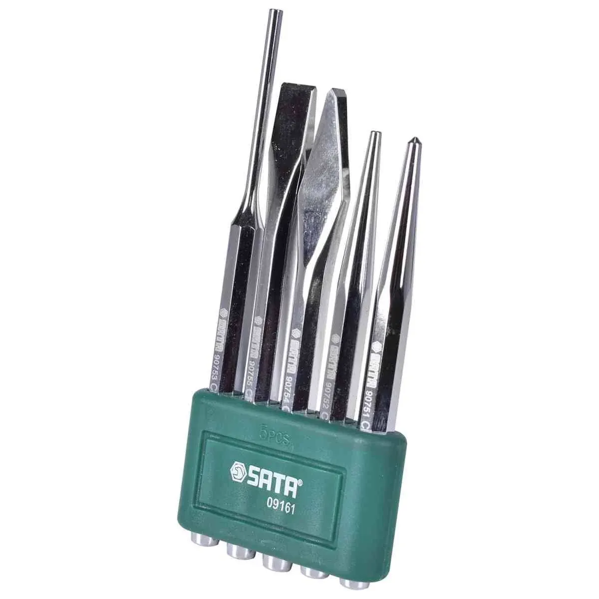 5piece Punch And Chisel Set With A Chromate Finish And Professionally Strong Crv