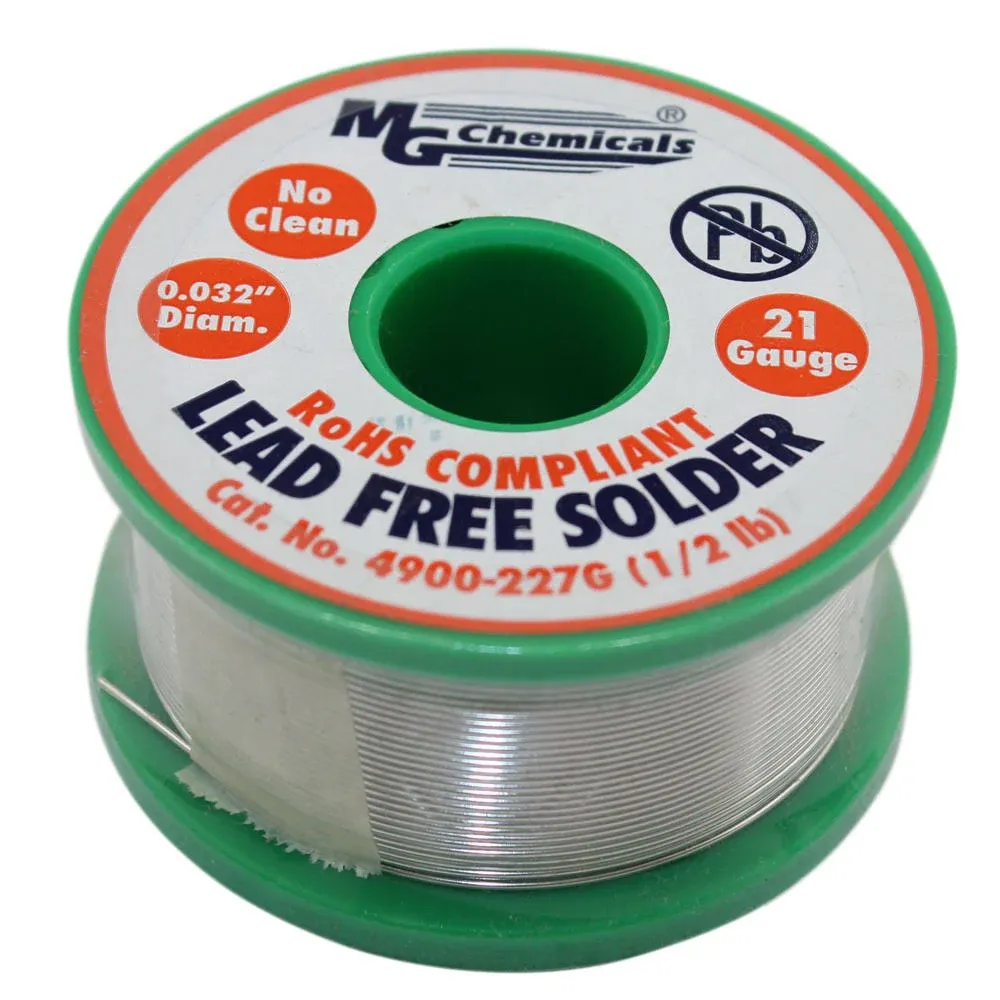 MG Chemicals 4900-112G 4900 SAC305 96.3% Tin 0.7% Copper 3% Silver No Clean Lead Free Solder 0.032" Diameter 1/4 lbs Spool