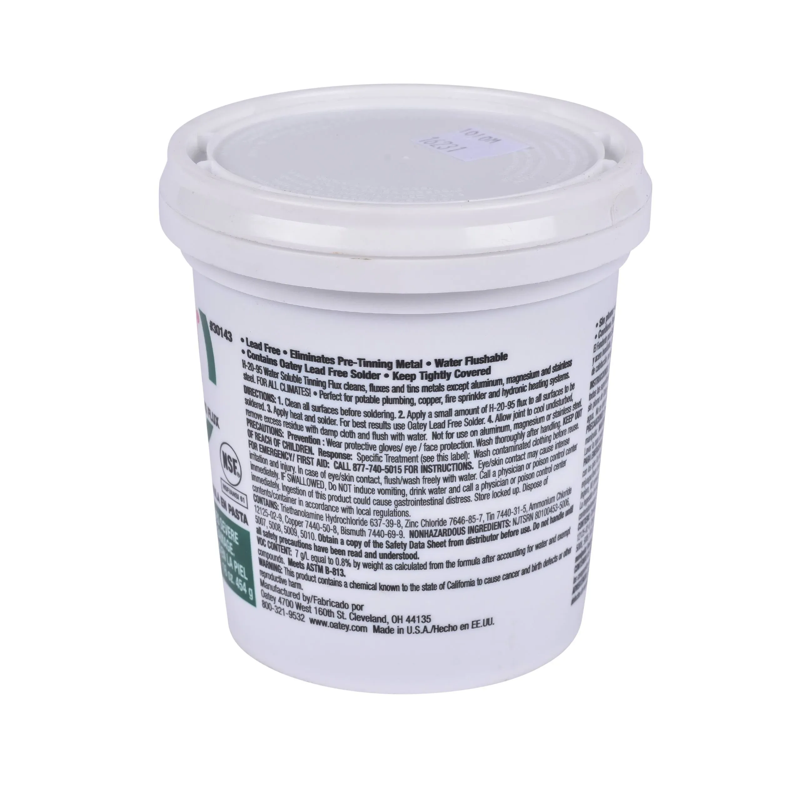 Oatey 30013 No 5 Lead Free Solder Past Flux Cleans &amp; Fluxes in 1 Step 4 oz Jar