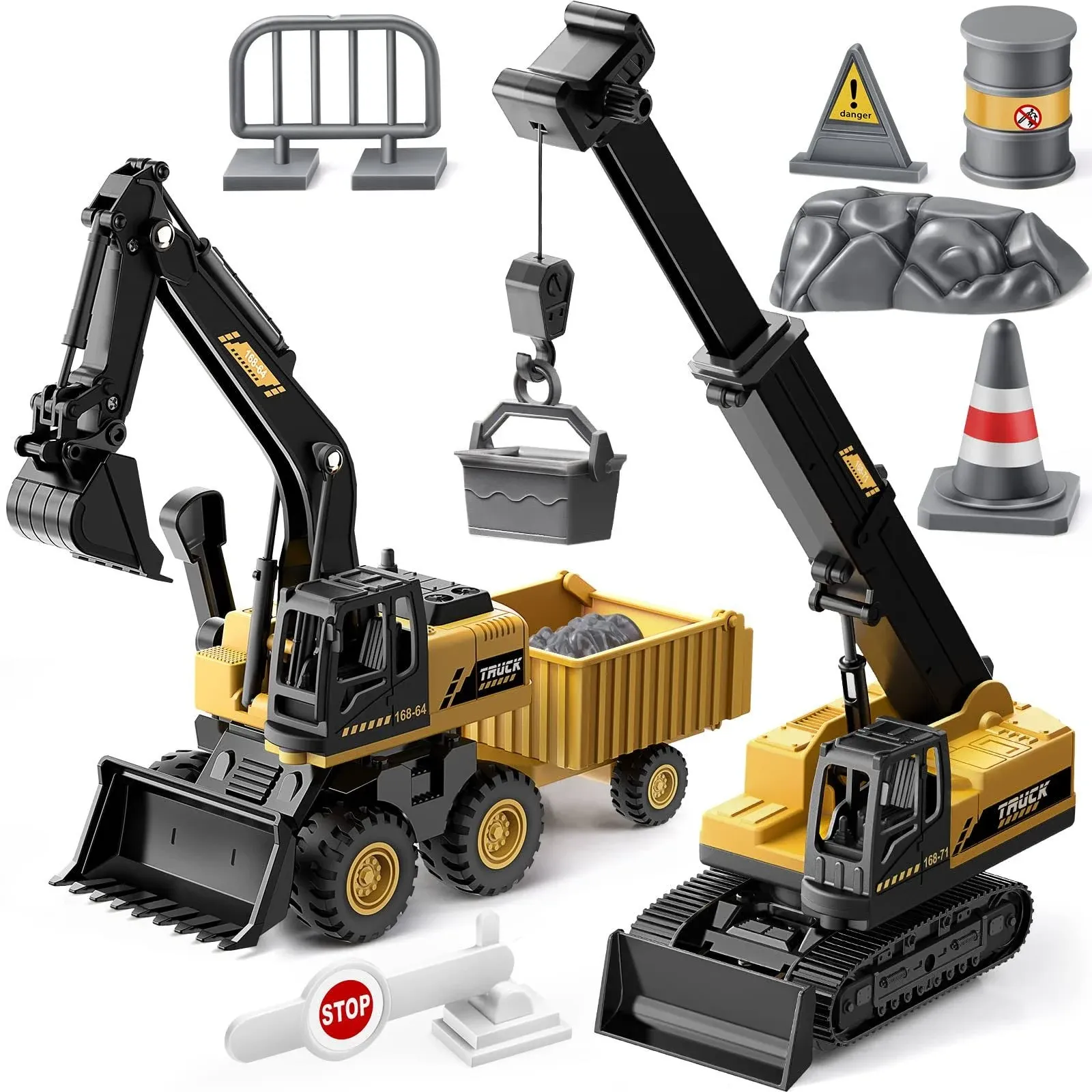 Excavator Construction Truck , Bulldozer Crane Toys for Kids 3-5 