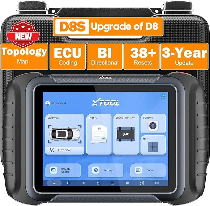 xTool D8S Bidirectional Automotive Diagnostic Scan Tool, 3-Year Update, Topology Mapping, ECU Coding/38+ Services/Full Diagnostic Scanner/Crankshaft