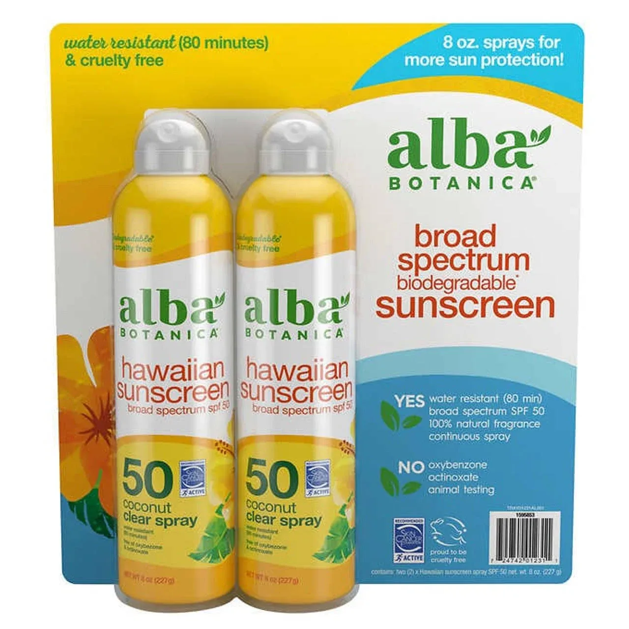 New lot of 2 Alba Botanica Sunscreen Broad Spectrum Hawaiian SPF50 Coconut  s6