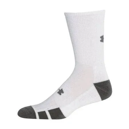 UA Resistor 3.0 Crew Socks | Youth  | White / Graphite| 6 Pack New Under Arnour