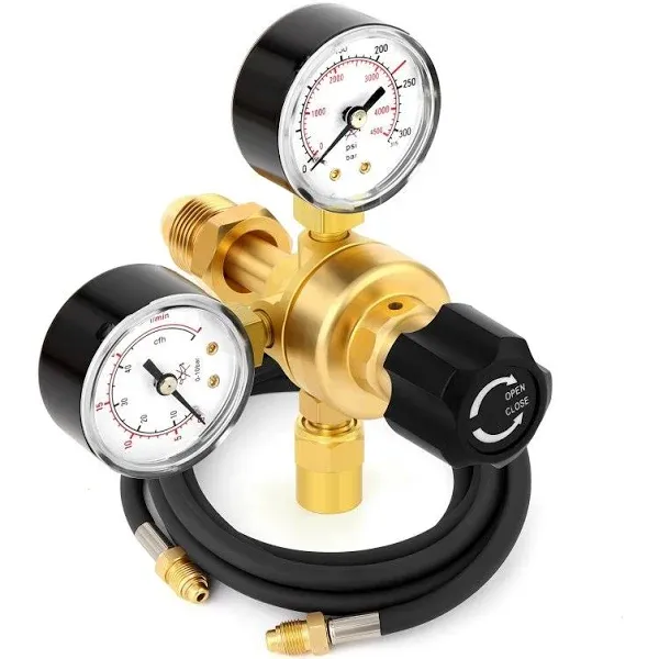 MEANLIN MEASURE Argon CO2 Regulators Gauges Gas Welding Regulator CGA580 Fitting With Miller Lincoln Mig Tig Weld With 10 Feet Hose 0-4500PSI / 0-10BA