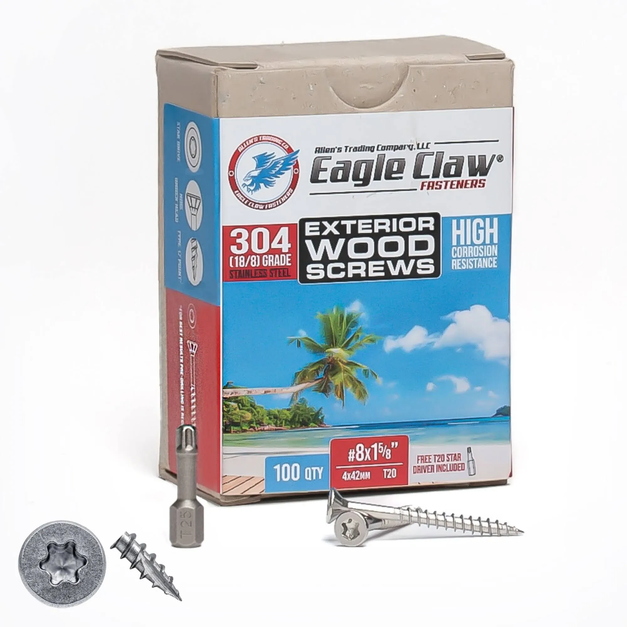 Eagle Claw Stainless Steel Wood Screws Star Drive Flat Head Various Sizes