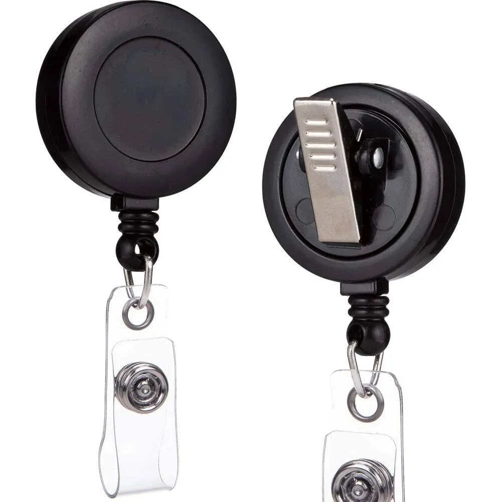 - 2 Pack - Retractable ID Name Badge Holder Reels with Swivel Alligator Clip (Bl