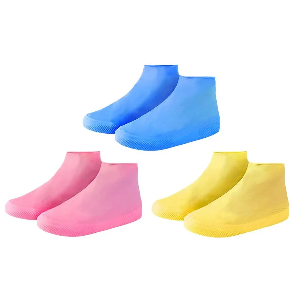 3 Pair Silicone Waterproof Reusable Non Slip Overshoes Resistant Rain Boots for Men and Women M