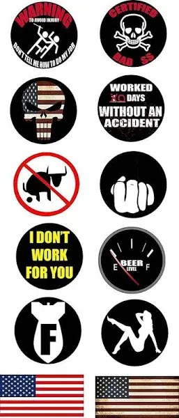 12 Pcs Construction Worker Hard Hat Sticker Set, 2 Inches - Hardhat Decals Helme