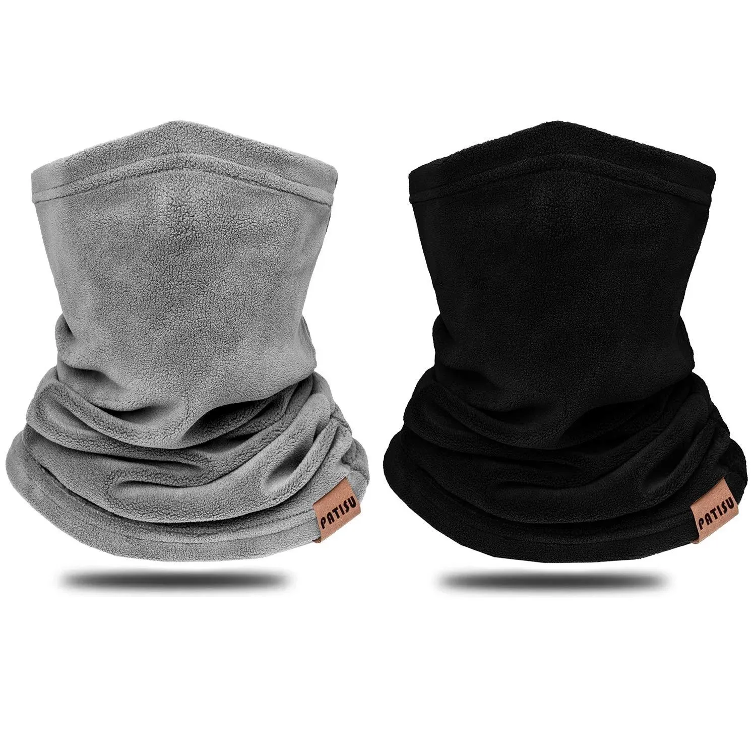 2 PCS Kids Neck Warmer Gaiter Winter Fleece Neck Cover Balaclava Windproof Face Cover Mask for Ski Motorcycle Grey,Black