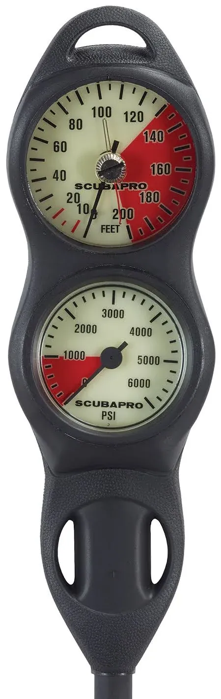 Scubapro 2-Gauge U-Line Compact Plastic Pressure Gauge, Standard Depth Gauge Dive Console