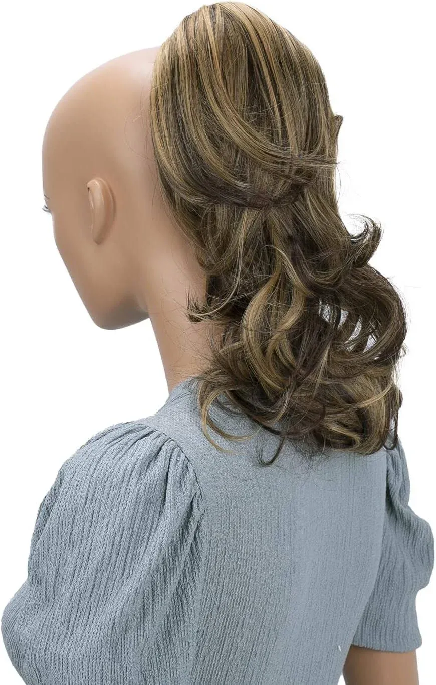 CAISHA by PRETTYSHOP 14" Wavy Clip On Ponytail With Butterfly Clip Hairpiece Heat-resistant Synthetic Fibres Brown Mix H60C