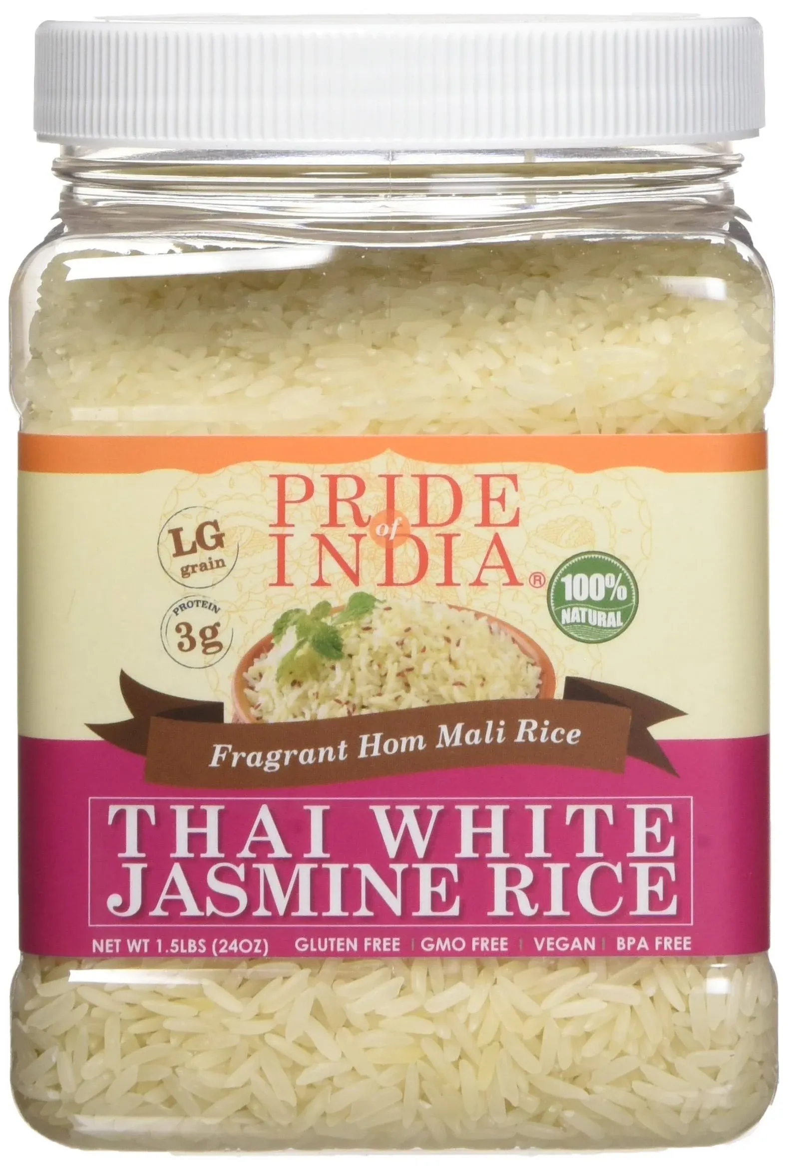 Thai White Jasmine Rice - Hom Mali Fragrant Long Grain Jar