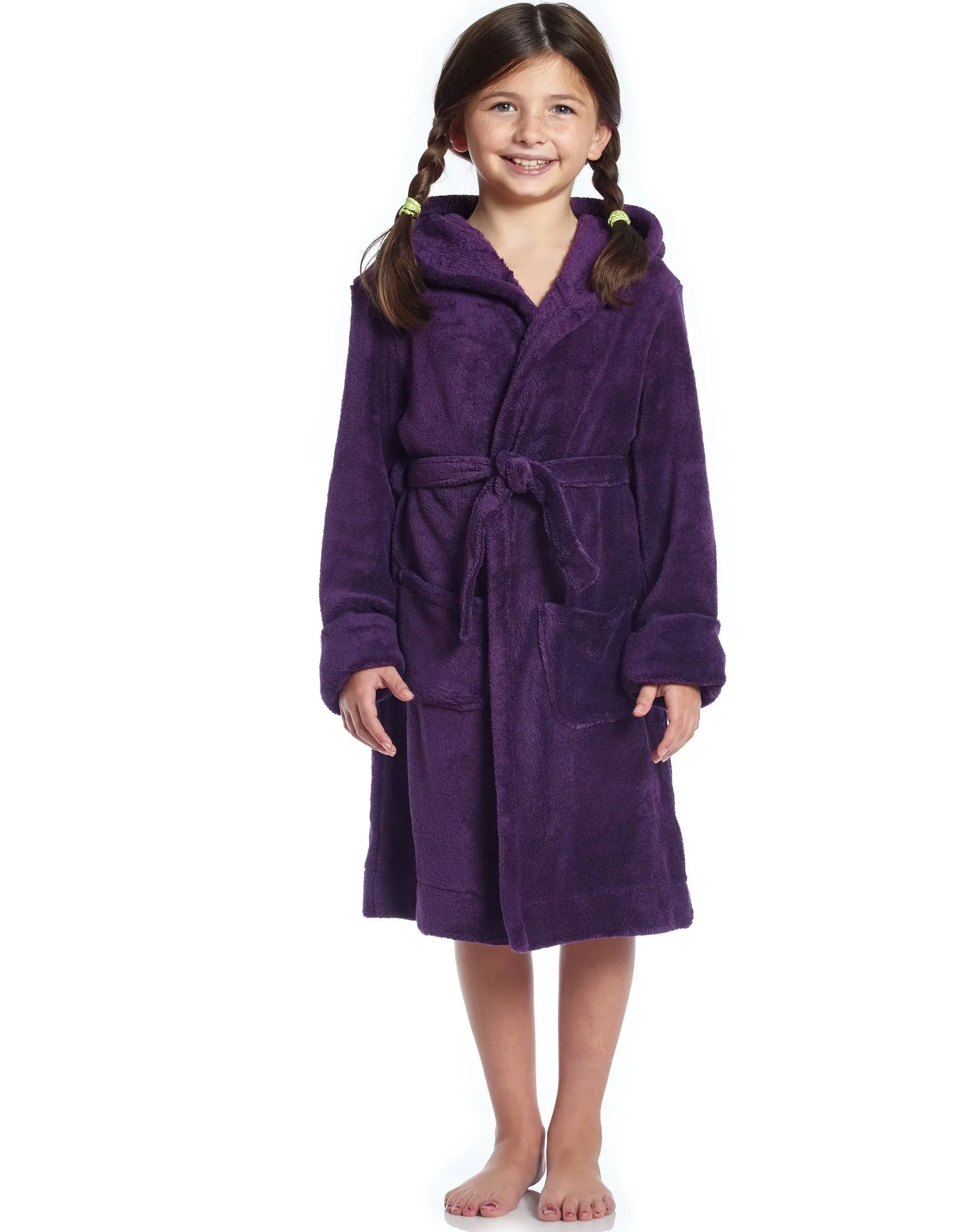 Leveret Fleece Classic Color Hooded Robes