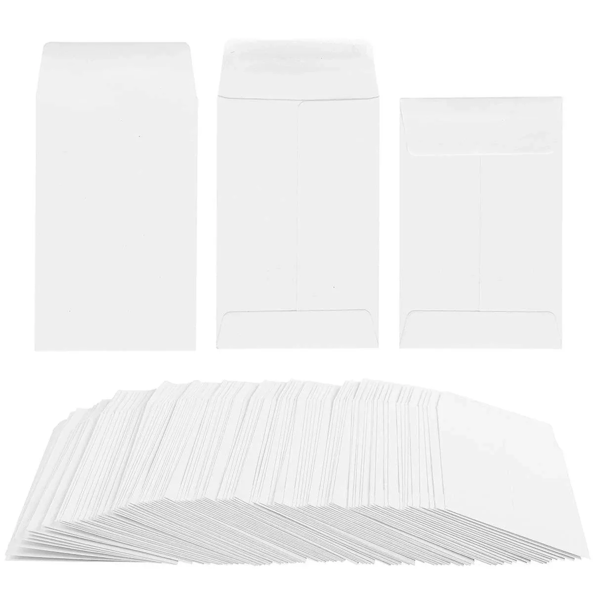 100 Pack Self-Adhesive Small Coin Envelopes - White Kraft - Seed &amp; Parts Storage