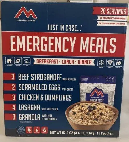 Mountain House Emergency Food Meal Kit Freeze Dried Food 5 Days 15 Pouches 28 Servings, Women's