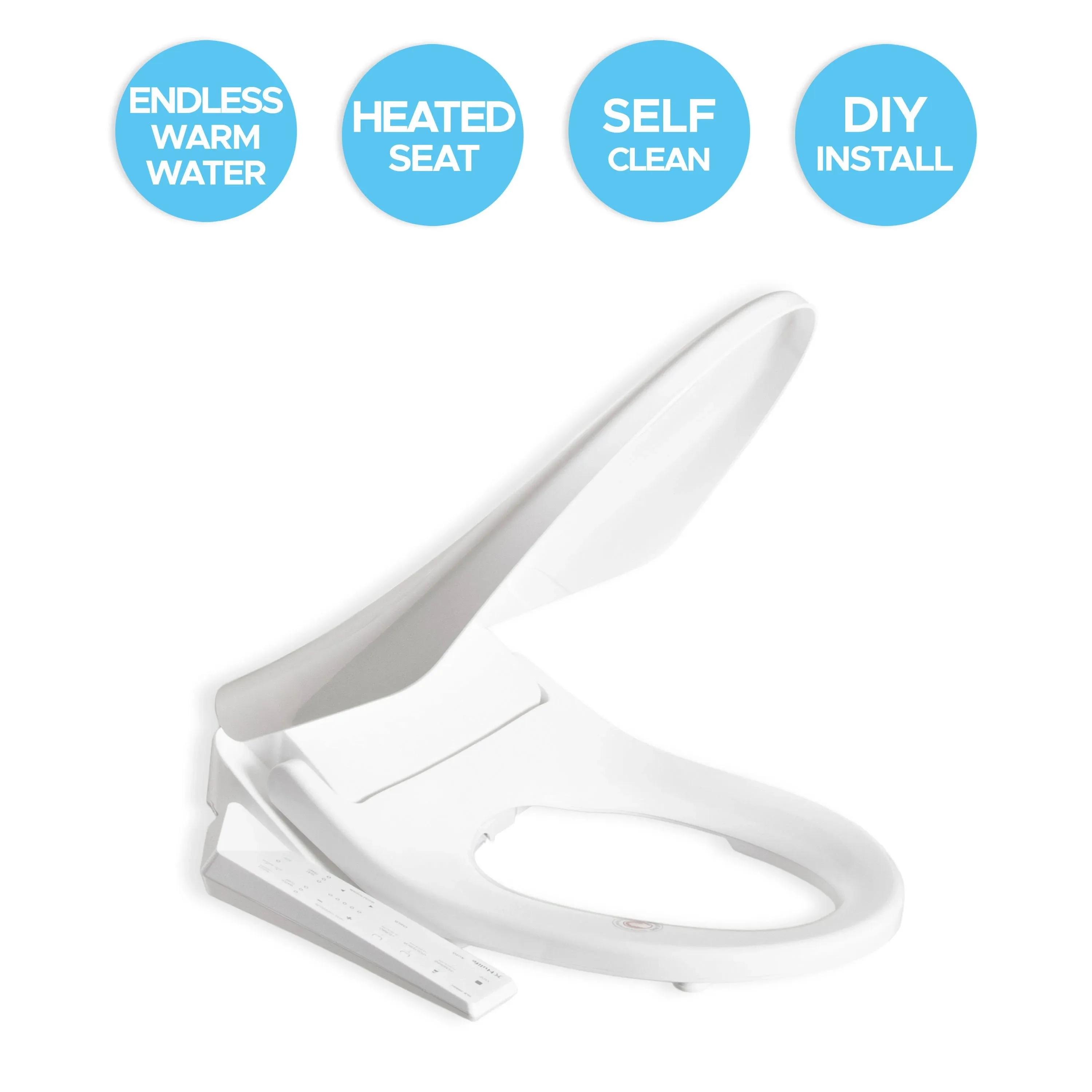 Hulife Plastic White Elongated Soft Close Heated Bidet Toilet Seat Lowes.com