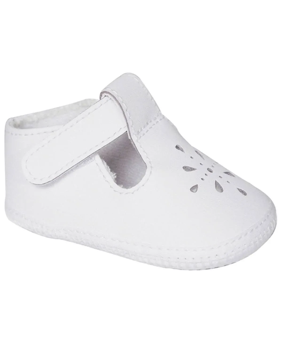 Baby Deer unisex White Perforations Leather T-Strap Crib Shoes 2 Baby