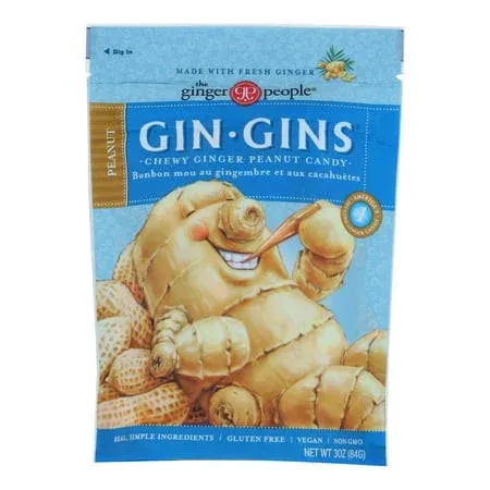 Gin Gins Peanut Ginger Chews by The Ginger People – Anti-Nausea and, Individually ...