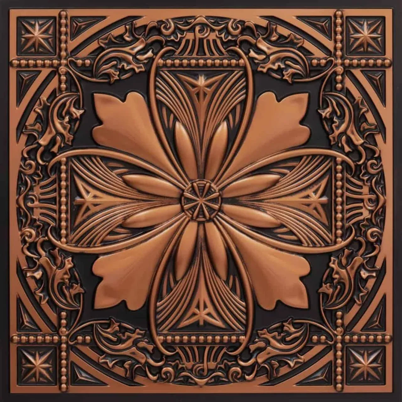 337ac-24x24-25 Helena PVC 2' x 2' Lay-in or Glue-up Ceiling Tile (Covers / 100 sq.ft), Antique Copper, 25