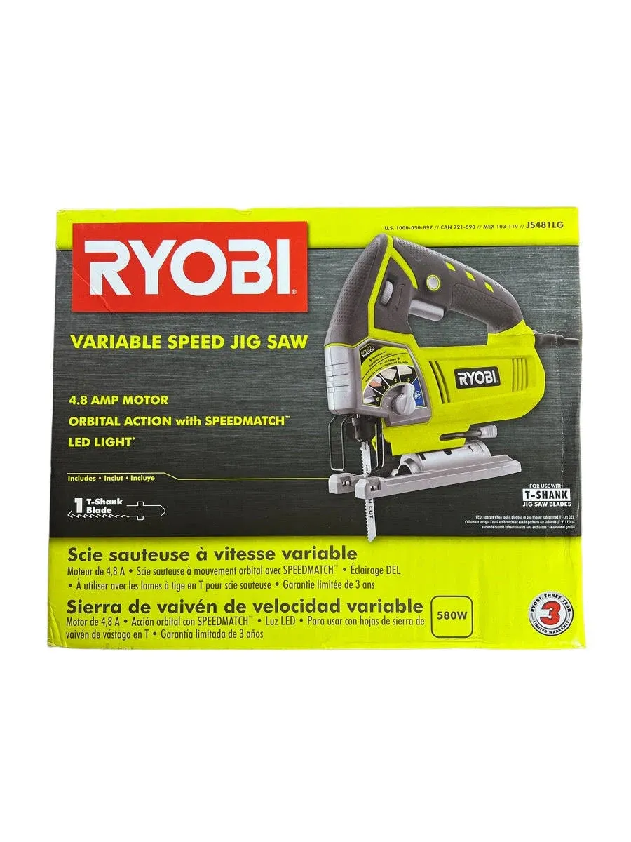 Ryobi ZRJS481LG 4.8 Amp Variable-Speed Orbital Jigsaw (Renewed)