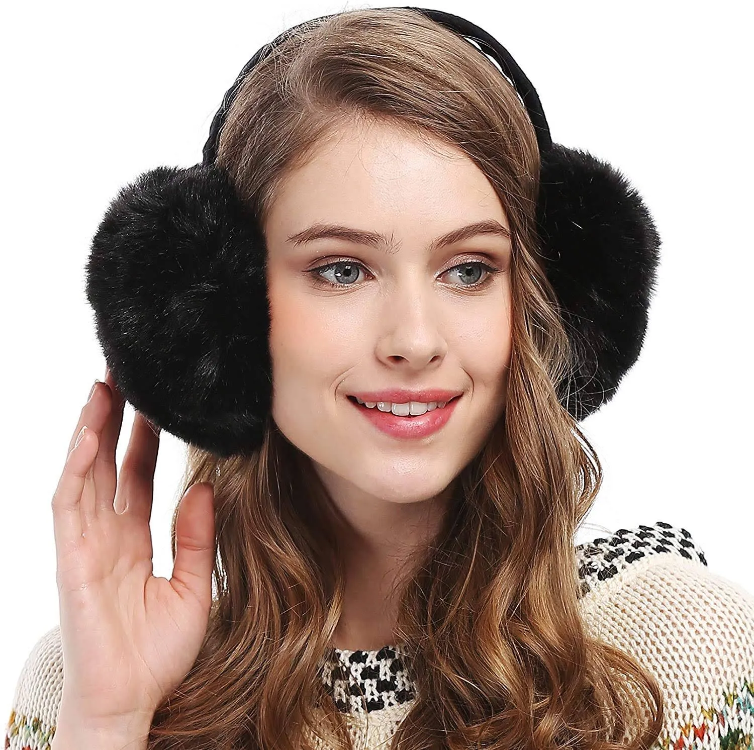 Bienvenu Womens Earmuffs for Winter Adjustable Faux Fur Ear Muffs Outdoor ...