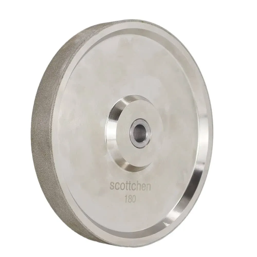 SCOTTCHEN CBN Grinding Wheel 8” x 1" Wide x 5/8" Arbor Grit# 180 for Sharpening High-Speed Steel (HSS) Tools with Aluminum Reducing Bushing Adaptor - 1Pack