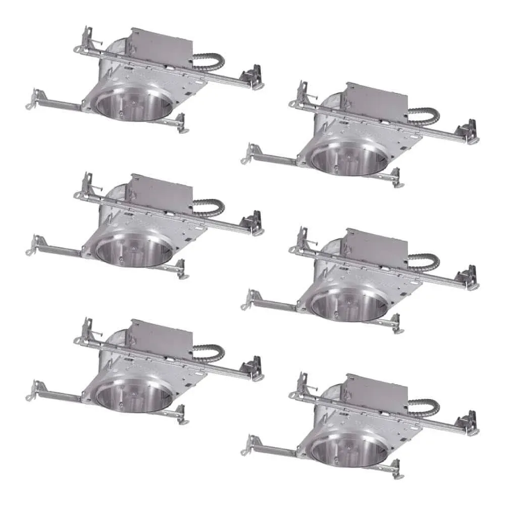 Halo 6 in. Aluminum Recessed Lighting Housing for New Construction Shallow Ceiling, Insulation Contact, Air-Tite (6-pack)