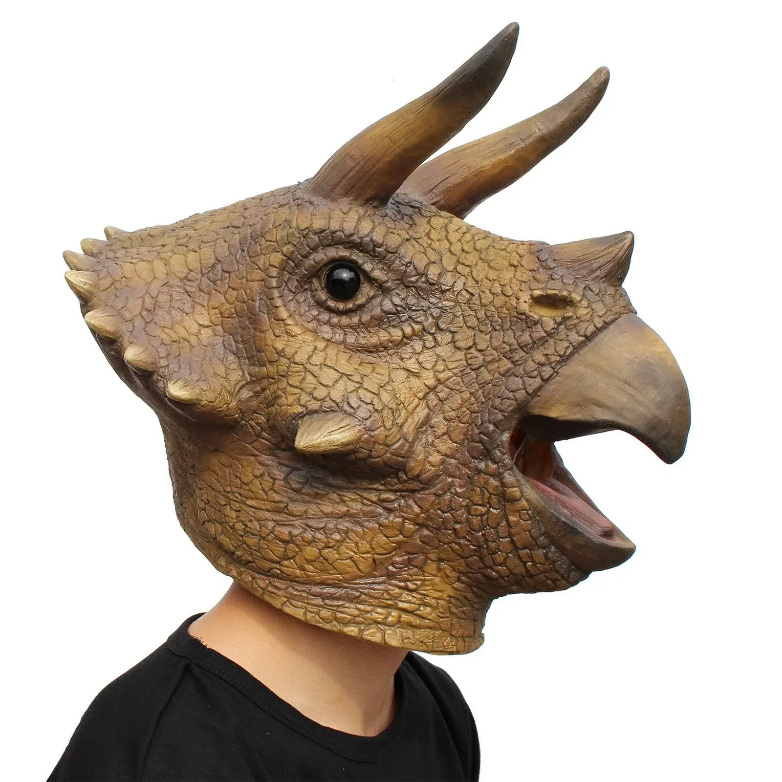 PartyCostume - Triceratops Mask - Halloween Latex Animal Head T-Rex Jurassic ...