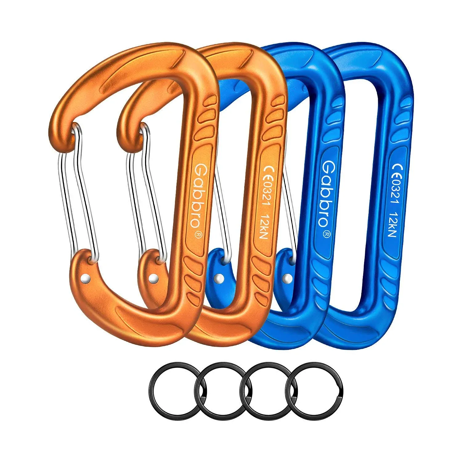 Carabiner Clip Heavy Duty 2697lbs, 4 PCS 3" Large Lightweight Aluminum Caribeaners with Keychain Hook Ring