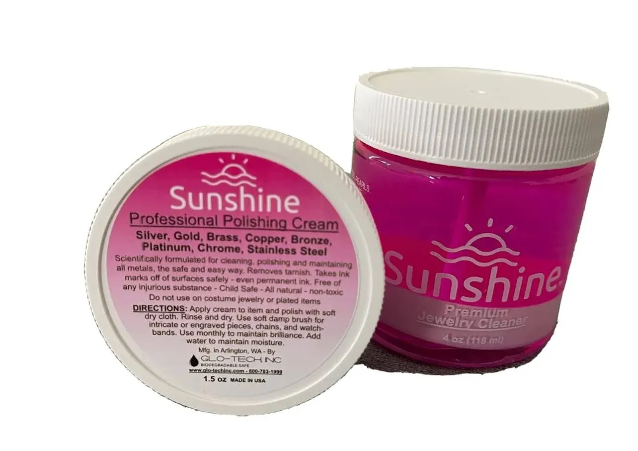 Pink Lady Sunshine Premium Jewelry Cleaner Kit with Metal Polish - Safe Jewelry Cleaner Solution for Diamonds, Gold, Silver, Wedding Rings, Earrings & All Jewelry Pieces