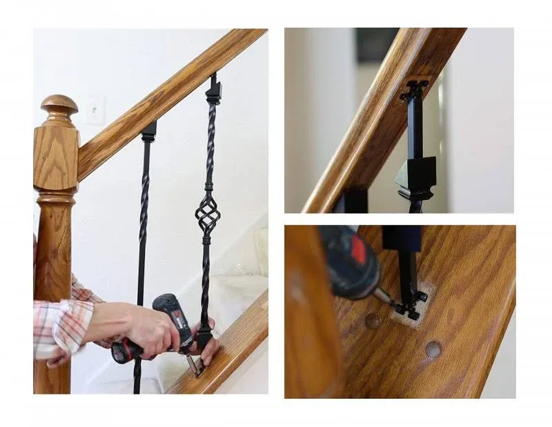 Adjustable Angle Connectors for Easy Installation of 1/2" Hollow Metal Balusters (Screws Included)