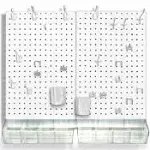 Azar Displays, 900945-WHT, 70 Piece Pegboard Organizer, Wall Mount Peg Board Combination Panel Kit for Bedroom, Craft Room, Study, Office or Garage, Assorted Accessories Hooks and Bins, 27"x22", White