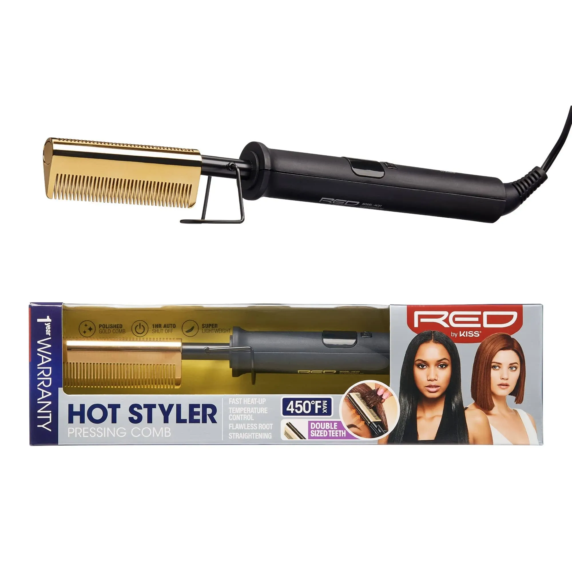 RED Hot Styler Pressing Comb Double Sided Teeth