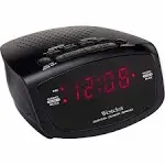 Westclox 80209 Red LED Display Dual Alarm Clock Radio with Easy Set Radio Tuning, Black, 4.8 x 4 x 2 inches